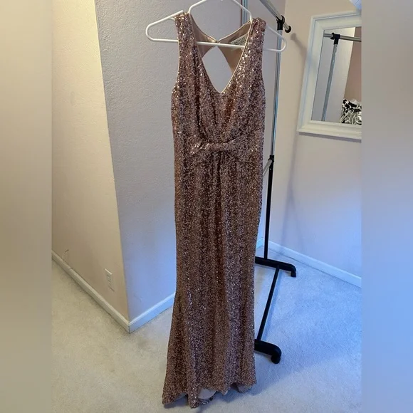 badgley mischka gold dress BADGLEY MISCHKA Vintage Silk Yellow Gold Embellished Gown – Jellybean  Vintage main image 1
